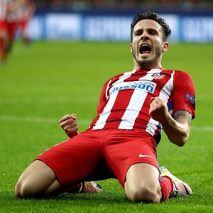 (L) of Leverkusen and of Atletico battle for the ball during the UEFA Champions League Round of 16 first leg match between Bayer Leverkusen and Club Atletico de Madrid at BayArena on February 21, 2017 in Leverkusen, Germany.