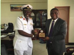 Director of Public Affairs at NCC, Tony Ojobo receiving an award from Commandant ID Nuruddeen