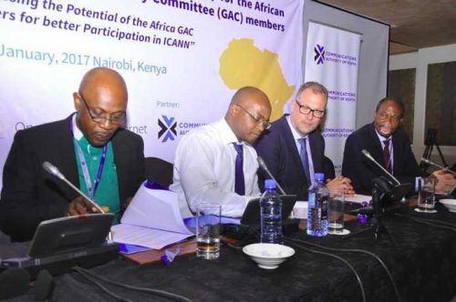 L-r: Sunday Folayan, Nigeria Internet Registration Association (NiRA), Abdalla Omari (GM, KeNIC), Goran Marby (President/CEO ICANN), Pierre Dandjinou (ICANN VP-Africa), during the signing ceremony, recently. Read more at: https://dailytimes.ng/tech/nigeria-kenya-sign-mou-domain-name-registration/