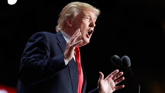 Republican Presidential Candidate Donald Trump, speaks during the final day of the Republican National Convention in Cleveland, Thursday, July 21, 2016. (AP Photo/Evan Vucci)