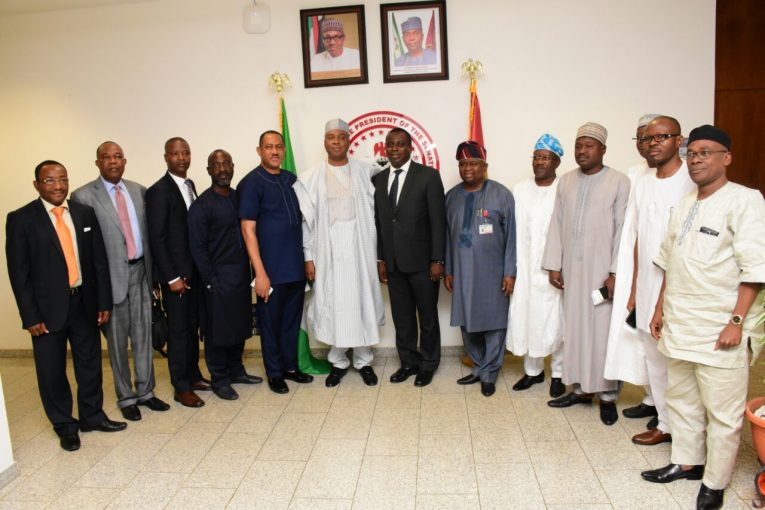 ATCON delegates with Senate President Bukola Saraki and some members of Senate Committee on Communication.