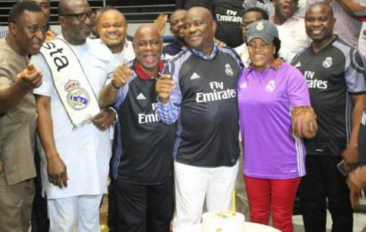 How Gov. Wike Celebrated Real Madrid in River State House (PHOTOS)