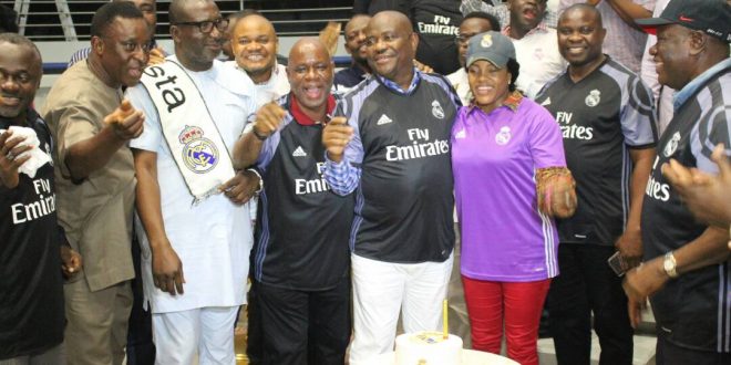 How Gov. Wike Celebrated Real Madrid in River State House (PHOTOS)