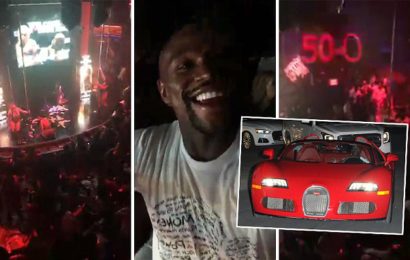 A $3m Bugatti, Naked Girls Twerking, Wads of Cash, ’50-0′ Light, at Mayweather Victory Party