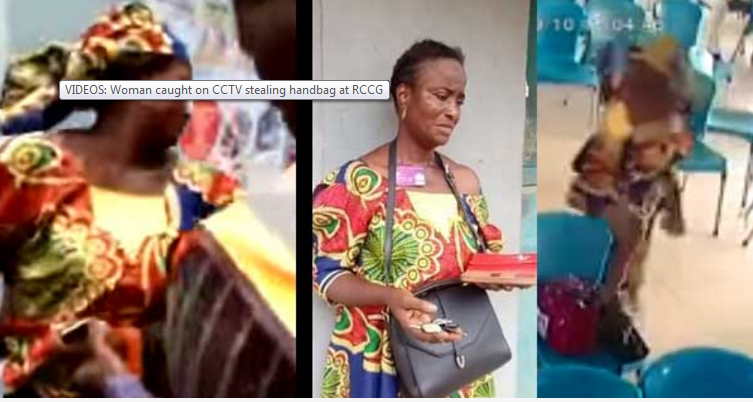 Watch: Woman Caught on CCTV Stealing Handbag at RCCG