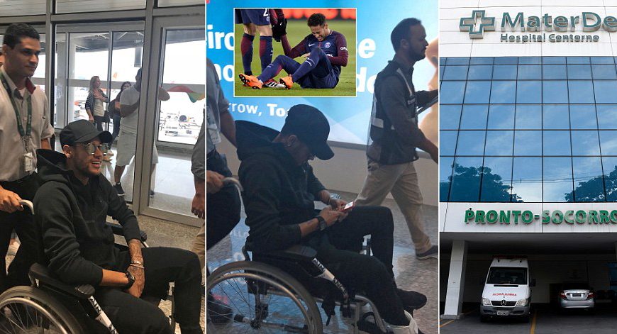 Neymar Now on Wheelchair, Due for Surgery Saturday