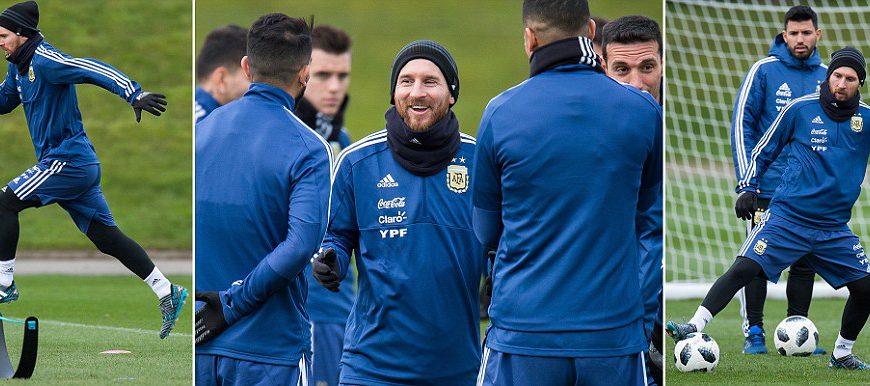 Messi in Manchester: Trains @ Etihad for Argentina Vs. Italy Friday(PHOTOS)