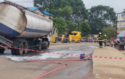 Photos: Tanker Spills Fuel on Lagos Road