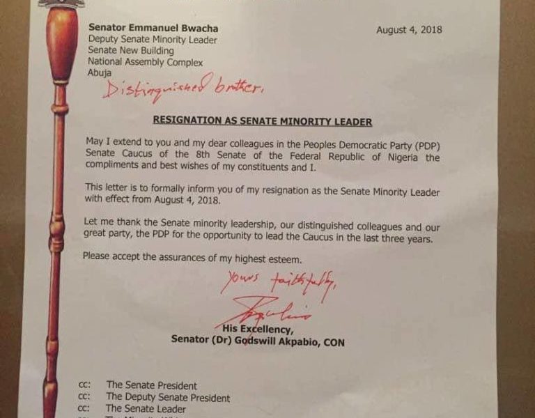 BREAKING: Akpabio resigns as Senate Minority Leader