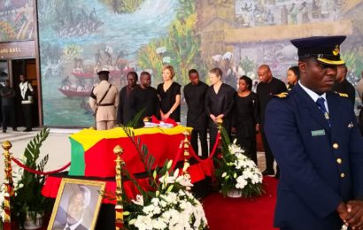 Wife of former UN chief, Kofi Annan, joins mourners around husband’s casket