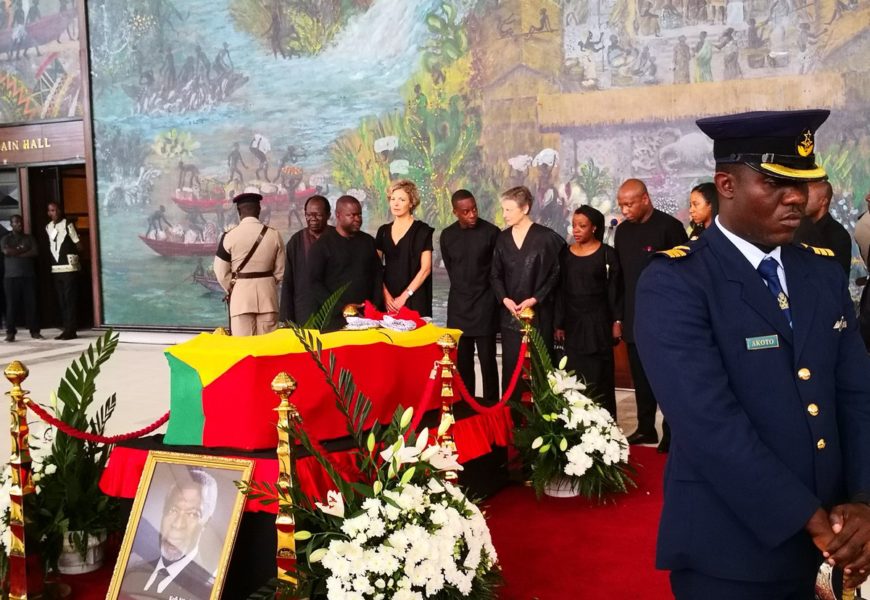 Wife of former UN chief, Kofi Annan, joins mourners around husband’s casket