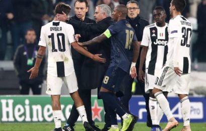 Champions League: Mourinho clashes with Juventus players after taunting fans