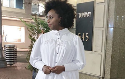 Nigerian feminist Chimamanda rocks Nola Black white shirt dress