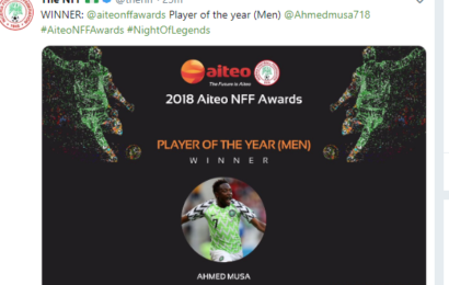 BREAKING!: Ahmed Musa Wins Best Nigerian Player Award