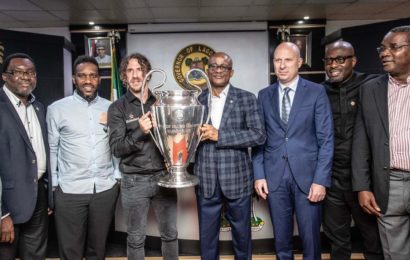 PHOTOS: Ambode Receives UEFA Champions League Trophy in Lagos