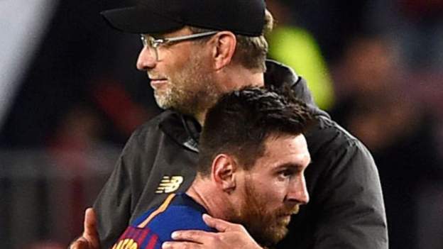 ‘Disappointed’ Klopp Barely Hugs Messi after Barca 3-0 Showdown