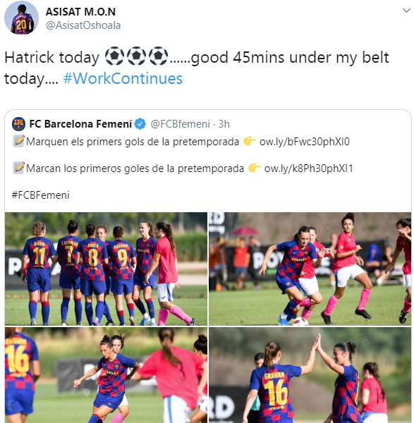 How Oshoala was Racially abused at Barcelona after Scoring Hat-trick