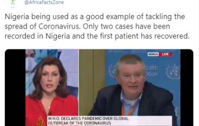 Video: WHO Cites Nigeria as Good Example to Tackle Spread of Coronavirus
