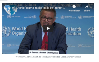 Africa Can’t Be Testing Ground for Covid19 Vaccine, says WHO